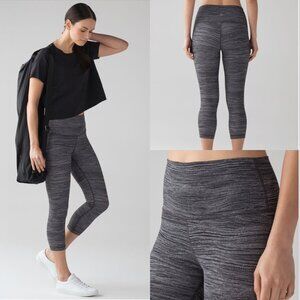 Lululemon Wunder Under Crop Hi-Rise Bit Point Ice Grey Black Size 6